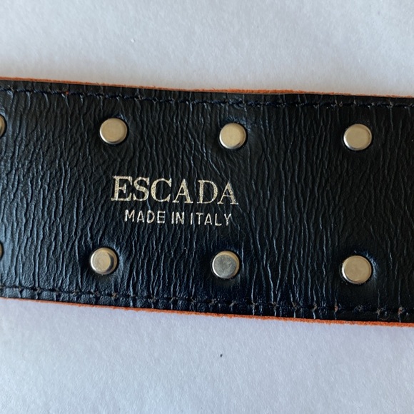 Vintage Escada Silver-Studded Belt in Orange Suede - Picture 3 of 5